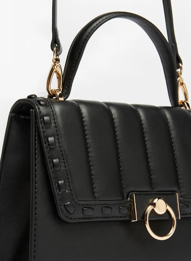 سيليست Quilted Flap Satchel Bag with Detachable Strap