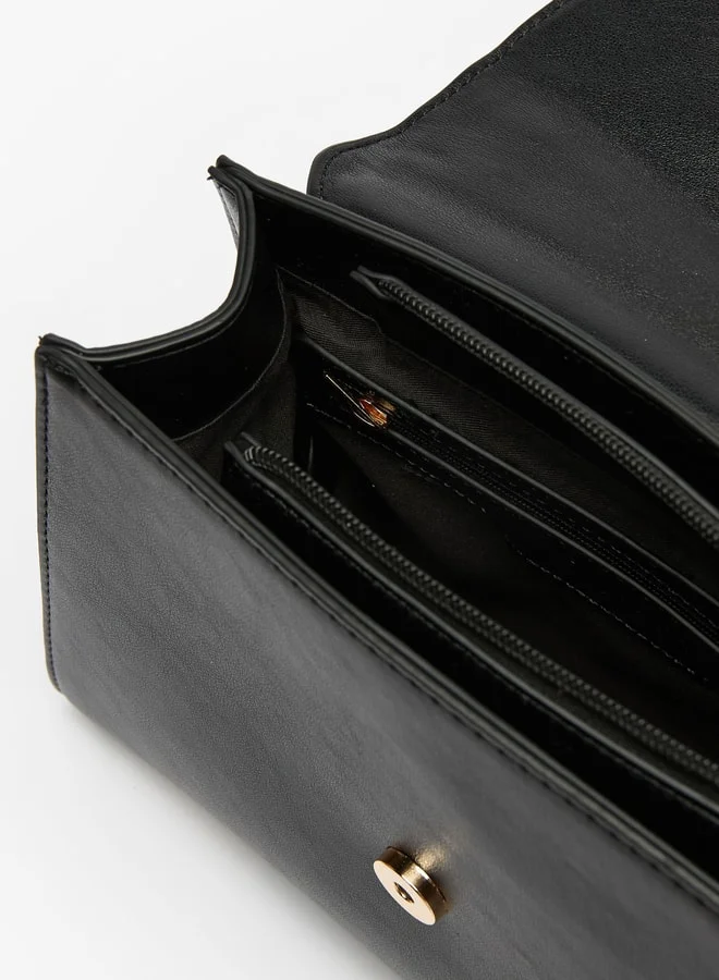 سيليست Quilted Flap Satchel Bag with Detachable Strap