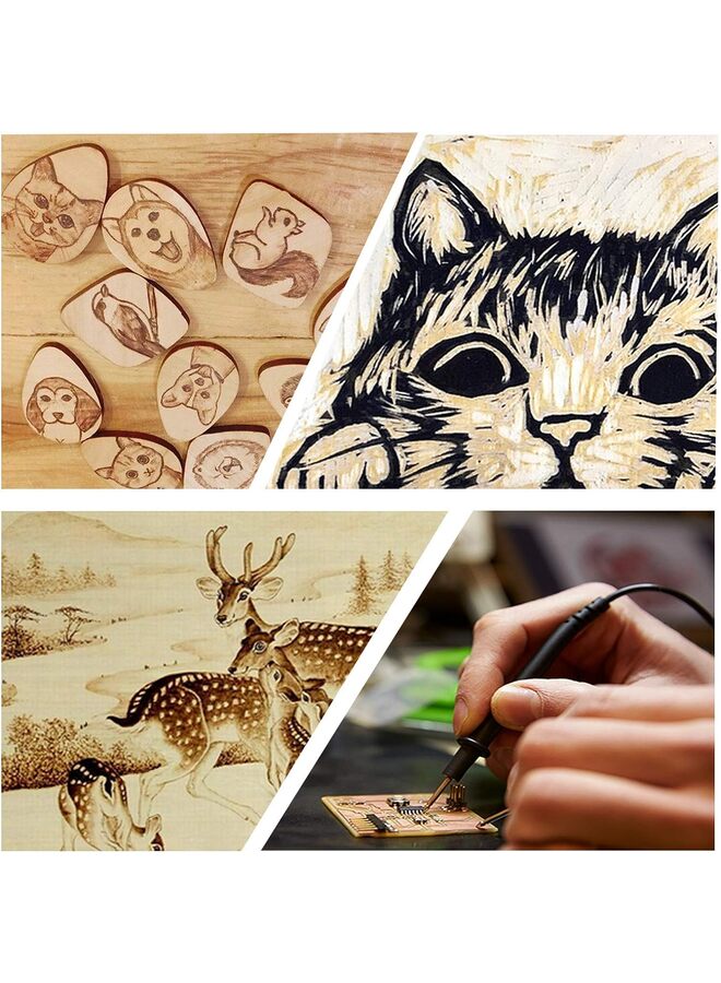 Wood Burning Kit, 110 Pieces Wood Burning Tool with Adjustable Temperature 200~420°C, Professional Wood Burner Pen for Embossing Carving Soldering - Image 5