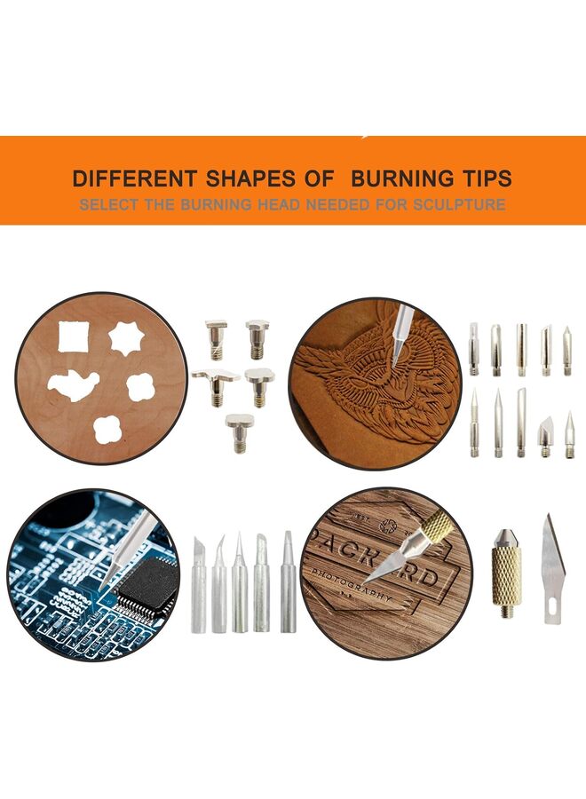 Wood Burning Kit, 110 Pieces Wood Burning Tool with Adjustable Temperature 200~420°C, Professional Wood Burner Pen for Embossing Carving Soldering - Image 3