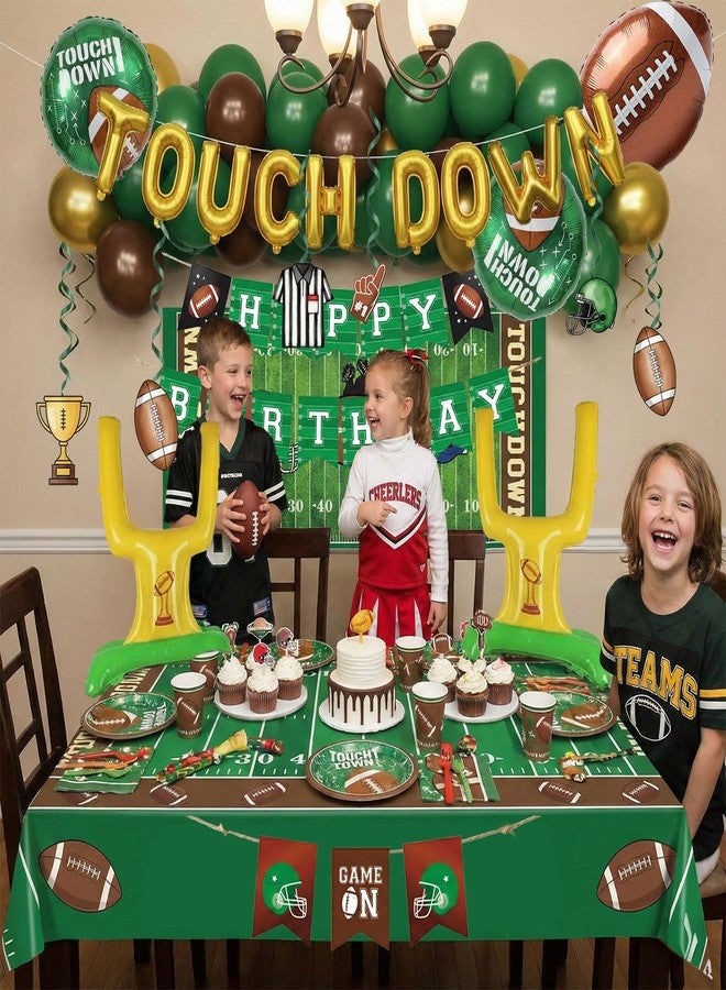 kozee Football Party Decorations Kit & Green Brown Gold Balloons & Goal Post Touchdown Foil Balloons & Banner Backdrop for Boys & Men Sports Theme Major Tailgating Season Celebration Supplies Decorations - Image 2