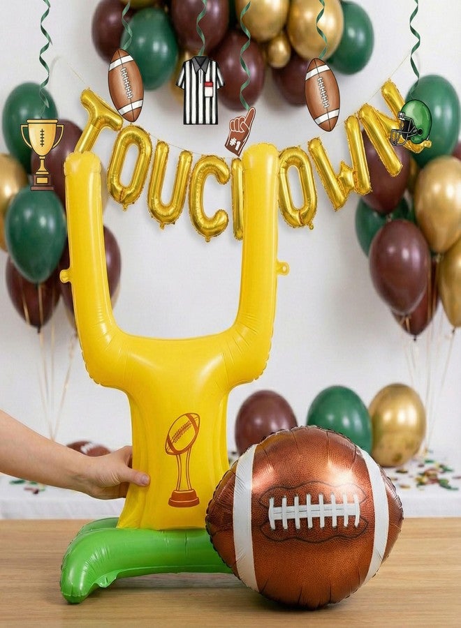 kozee Football Party Decorations Kit & Green Brown Gold Balloons & Goal Post Touchdown Foil Balloons & Banner Backdrop for Boys & Men Sports Theme Major Tailgating Season Celebration Supplies Decorations - Image 3