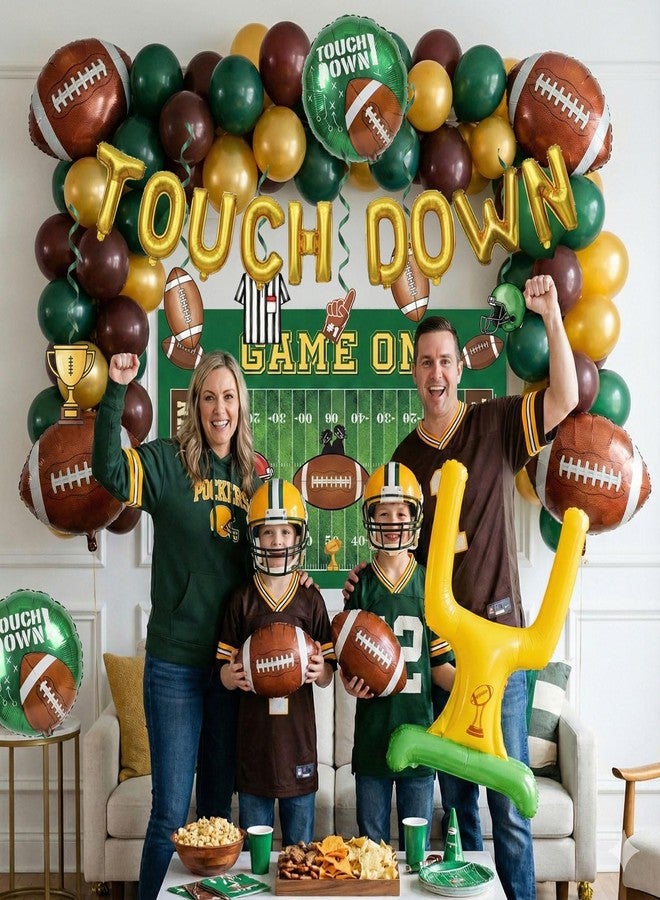 kozee Football Party Decorations Kit & Green Brown Gold Balloons & Goal Post Touchdown Foil Balloons & Banner Backdrop for Boys & Men Sports Theme Major Tailgating Season Celebration Supplies Decorations - Image 4
