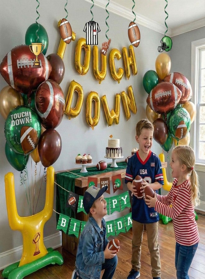 kozee Football Party Decorations Kit & Green Brown Gold Balloons & Goal Post Touchdown Foil Balloons & Banner Backdrop for Boys & Men Sports Theme Major Tailgating Season Celebration Supplies Decorations - Image 5