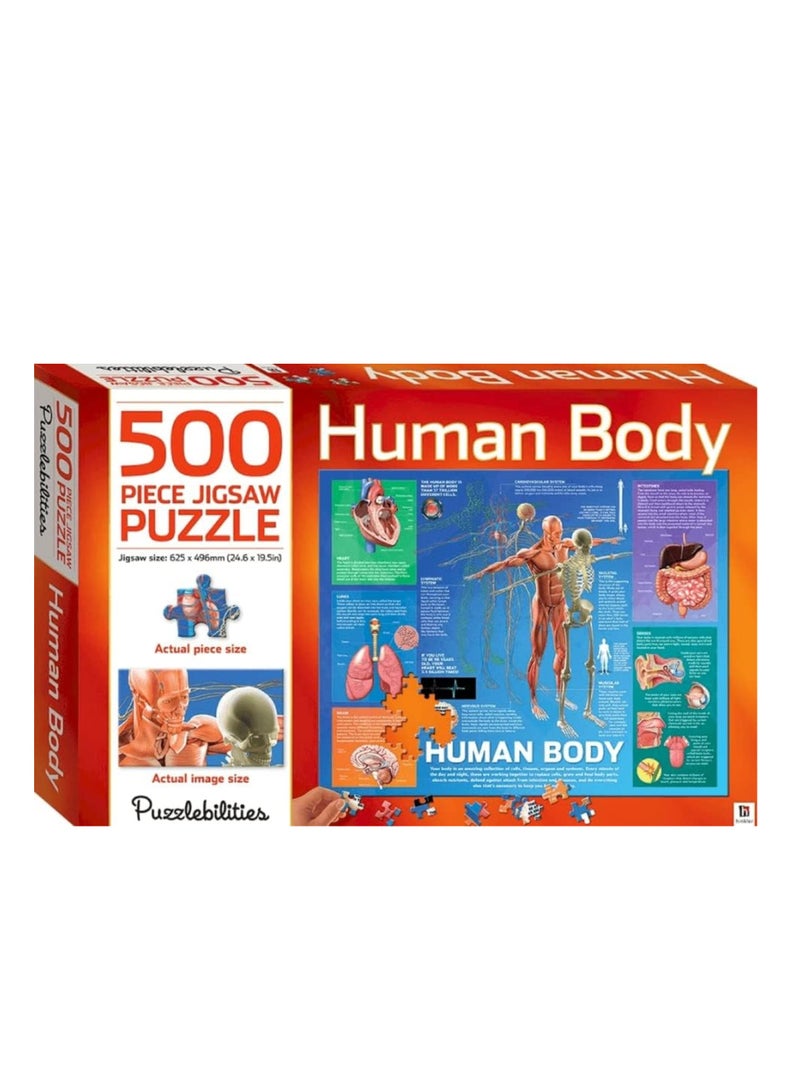 Kids التعلم المبكر للجسم البشري 500 قطعة أحجية الصور المقطوعة - نشاط تعليمي ممتع للأطفال والطلاب والتعلم الجماعي في الفصل الدراسي - Image 1