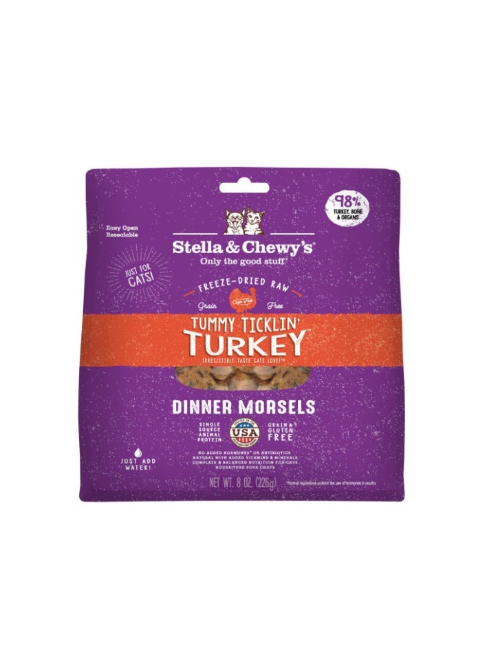 Stella & Chewys Stella & Chewys Cat FD Tummy Ticklin Turkey – 3.5 oz, Stella & Chewy cat food, best natural cat food; natural cat food, Stella & Chewy's freeze-dried cat food, Stella & Chewy's cat morsels, Freeze-dried raw cat morsels, premium cat food, best food for my cat  - Image 1