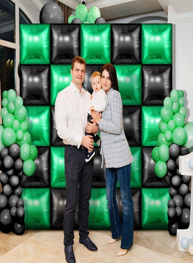 Charnoel 25 Pcs Video Game Party Double Sided Square Foil Balloons Wall Backdrop 19 Inches Green and Black Foil Balloons Tunnel Arch Garland Kit for Boy Game Theme Birthday Party Background Decoration - Image 5