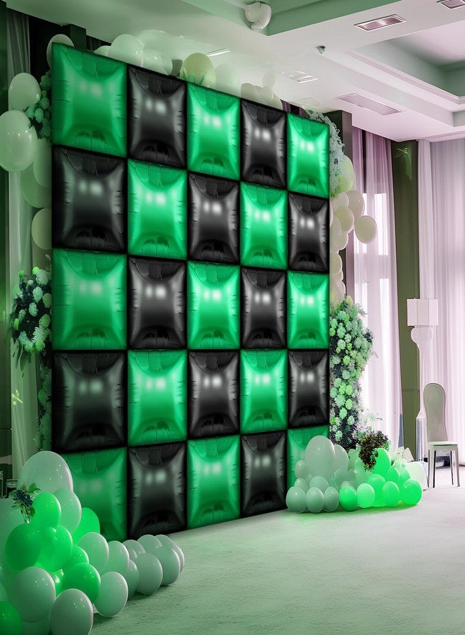 Charnoel 25 Pcs Video Game Party Double Sided Square Foil Balloons Wall Backdrop 19 Inches Green and Black Foil Balloons Tunnel Arch Garland Kit for Boy Game Theme Birthday Party Background Decoration - Image 4