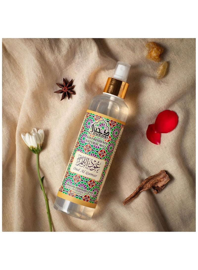 Dukhni Oud Al Qamar Attar Al Faraash | 250ml Non Alcoholic Spray | Arabic Natural Mist | Air Freshener, Room Mist, Fabric & Linen Spray | Perfect for Prayer mats, beds, sofas, curtains | Halal - Image 2
