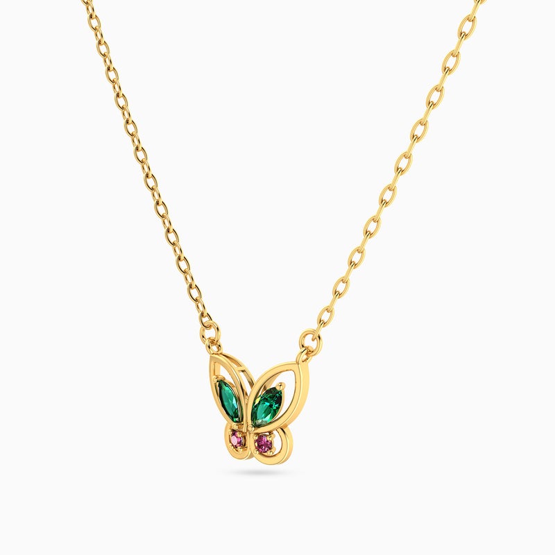 Instyle by L'azurde Butterfly Colored Stones Necklace in 14K Gold - Image 3