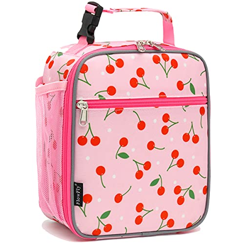 FlowFly Kids Lunch box Insulated Soft Bag Mini Cooler Back to School Thermal Meal Tote Kit for Girls, Boys, Cherry - Image 1