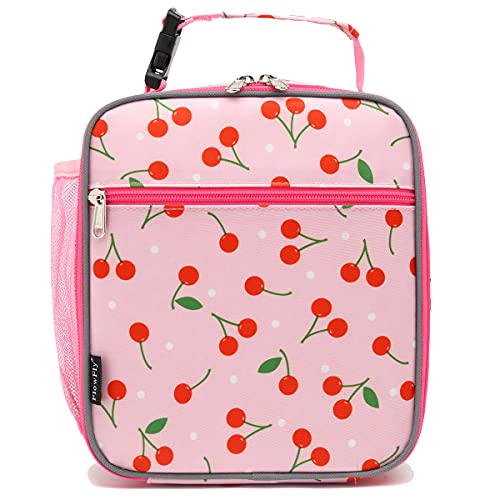 FlowFly Kids Lunch box Insulated Soft Bag Mini Cooler Back to School Thermal Meal Tote Kit for Girls, Boys, Cherry - Image 5