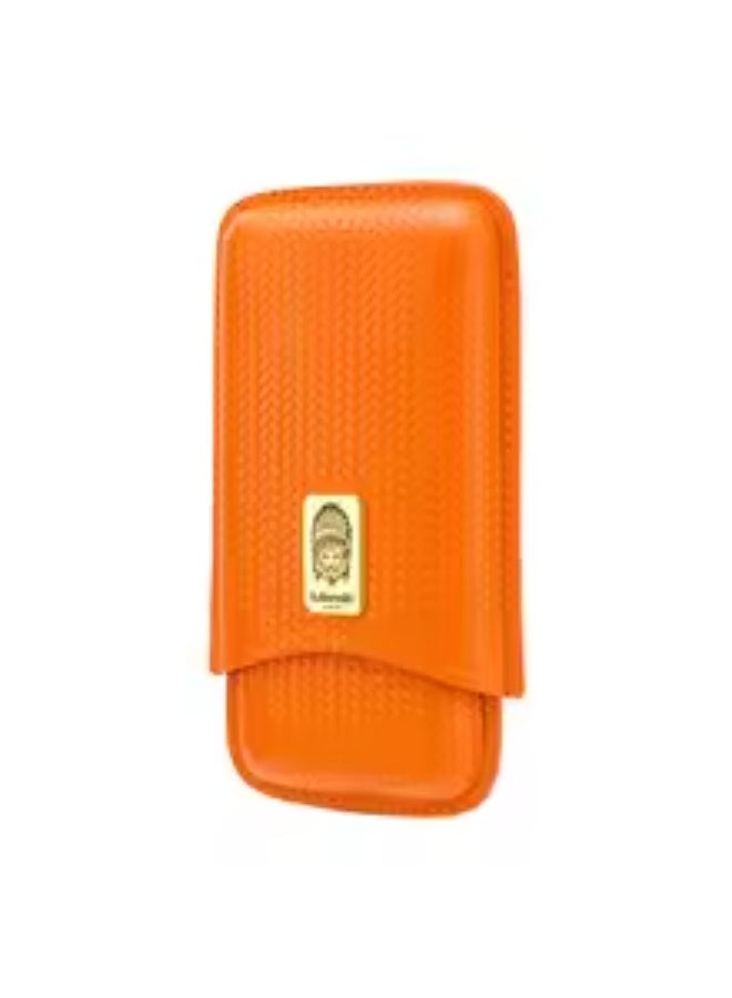 Lubinski Leather Cigar Case Braided Pattern capcity 3(60 RING) orange - Image 1