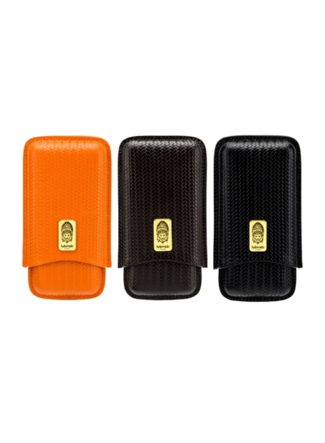 Lubinski Leather Cigar Case Braided Pattern capcity 3(60 RING) orange - Image 4