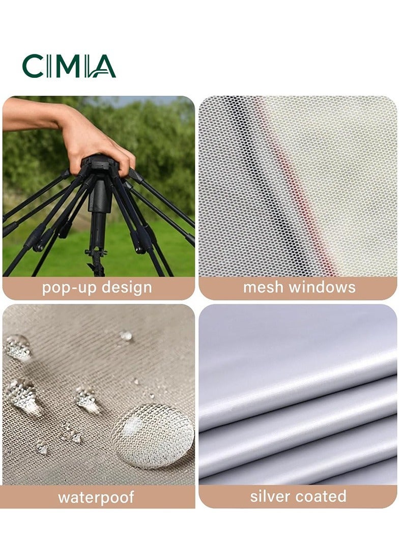 السيميا خيمة كبيرة للتخييم 3-4 أشخاص محمولة (230×230×150 سم) خيمة خفيفة الوزن مقاومة للماء للاستخدام الخارجي مع مظلة شمسية، مع حقيبة حمل، وأحبال مقاومة للريح لجميع الفصول، مناسبة للتخييم، والمشي، والأنشطة الخارجية. - Image 3