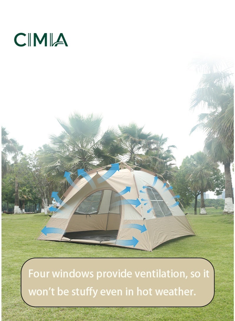 السيميا خيمة كبيرة للتخييم 3-4 أشخاص محمولة (230×230×150 سم) خيمة خفيفة الوزن مقاومة للماء للاستخدام الخارجي مع مظلة شمسية، مع حقيبة حمل، وأحبال مقاومة للريح لجميع الفصول، مناسبة للتخييم، والمشي، والأنشطة الخارجية. - Image 5