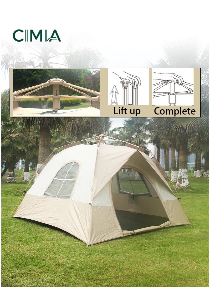 السيميا خيمة كبيرة للتخييم 3-4 أشخاص محمولة (230×230×150 سم) خيمة خفيفة الوزن مقاومة للماء للاستخدام الخارجي مع مظلة شمسية، مع حقيبة حمل، وأحبال مقاومة للريح لجميع الفصول، مناسبة للتخييم، والمشي، والأنشطة الخارجية. - Image 4