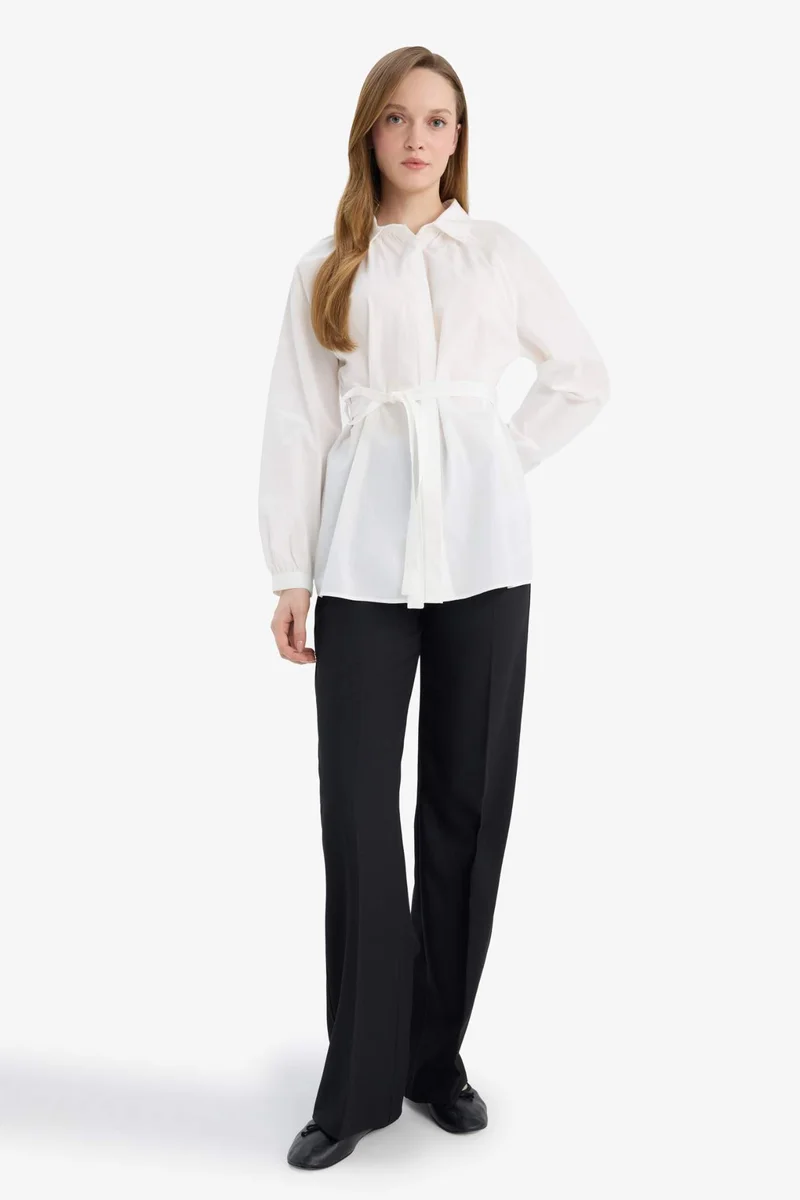 ديفاكتو 100% Cotton Relax Fit Poplin Long Sleeve Tunic