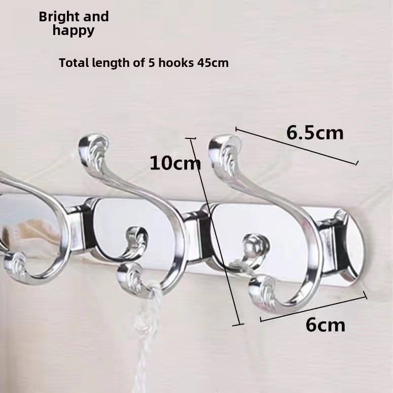 Stainless Steel Wall-Mounted Coat Hooks Light 5 Hook 