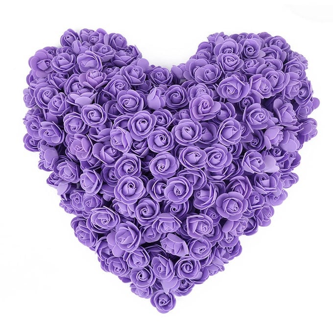 500PCS MINI FOAM ROSE HEADS PURPLE ARTIFICIAL FLOWER BULK FOAM ROSE FOR CRAFTSDIY WEDDING BOUQUETS BABY SHOWER CENTERPIECES FLORAL ARRANGEMENTS PARTY TABLES HOME DECORATIONSPURPLE