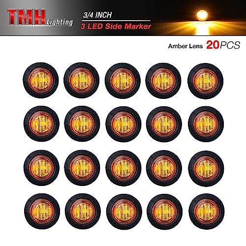 TMH (Pack of 20 3/4 Inch Mount Amber LED Clearance Bullet Marker lights, Side LED marker lights for trailer Truck RV Car Bus Van - Image 2