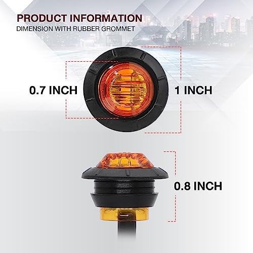 TMH (Pack of 20 3/4 Inch Mount Amber LED Clearance Bullet Marker lights, Side LED marker lights for trailer Truck RV Car Bus Van - Image 5