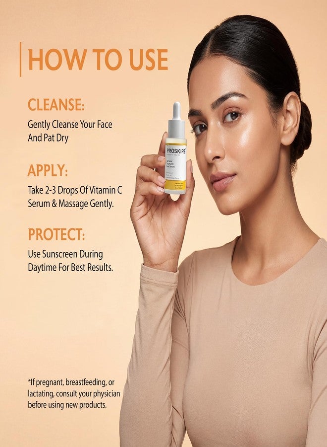 Proskire Advance 10% Vitamin C Face Serum with Ferulic & Mandarin Extract| Brightening, Dark Spot & Anti-Pigmentation Serum for All Skin Types - 10ml - Image 3