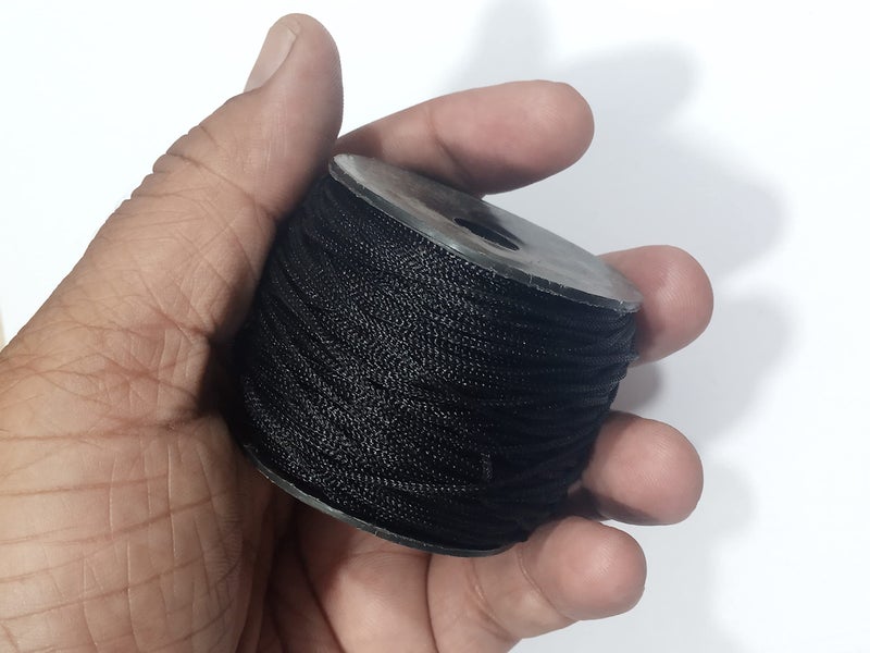 OMX 1mm Black Nylon Chinese Knotting for Macrame ideally Used for Jewelry Making (Bracelets, Necklaces), Bags and Various Other Craft Projects.(Panja Dori) - Image 1