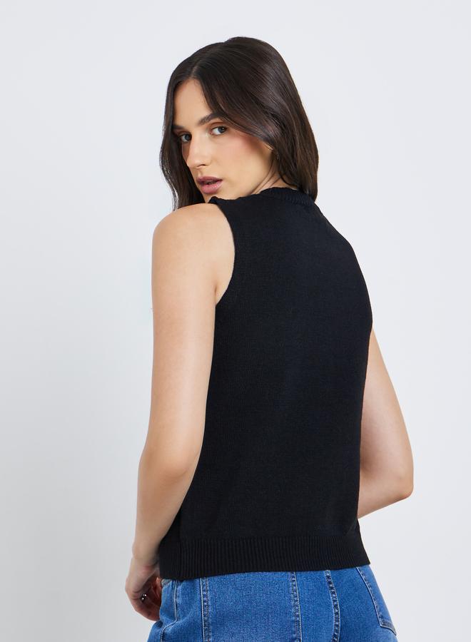 ستايلي جيليه محبوك بدون أكمام مع تفاصيل أزرار - Image 4