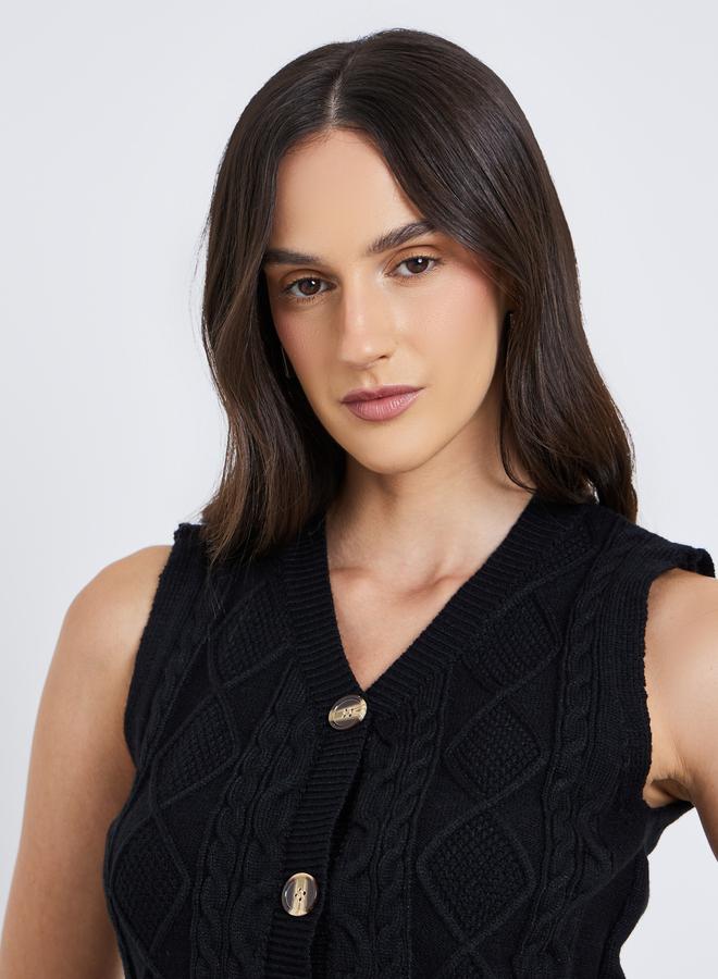 Styli Knitted Sleeveless Buttoned Waistcoat - Image 3