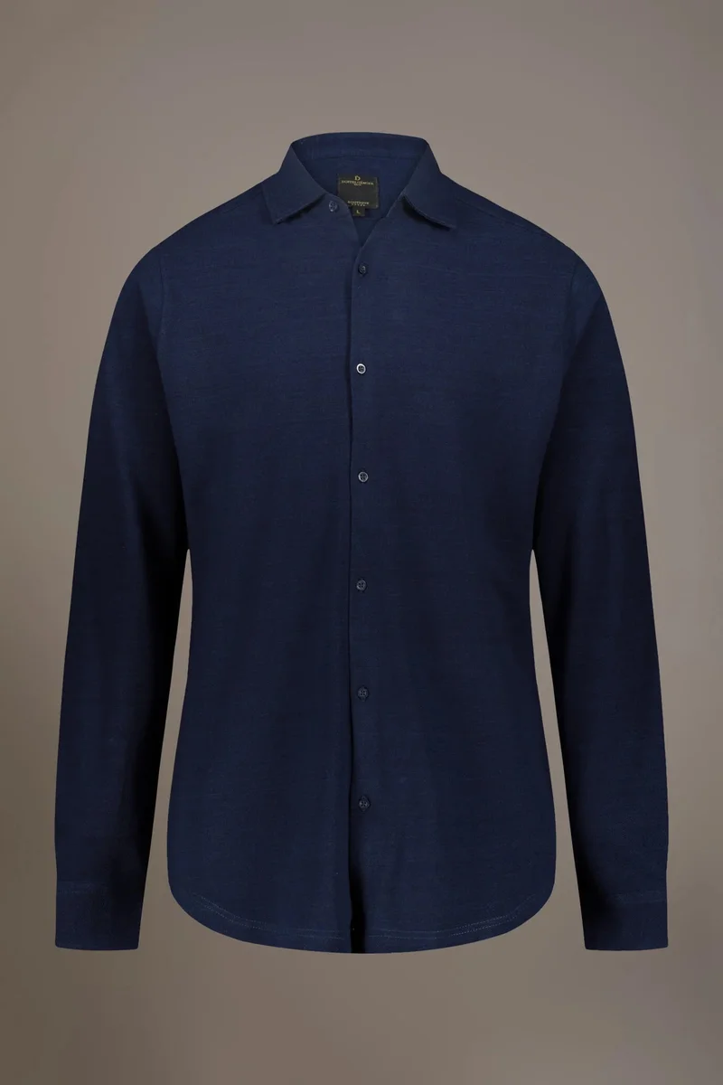 Doppelganger  Long sleeves polo shirt 100% cotton - Blue for Men | Best Price UAE