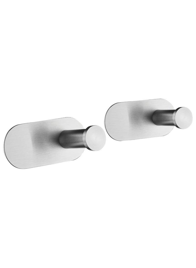 Oasisgalore Heavy Duty Self Adhesive Wall Hooks - Stainless Steel, No Drill, Set of 2  - Image 1