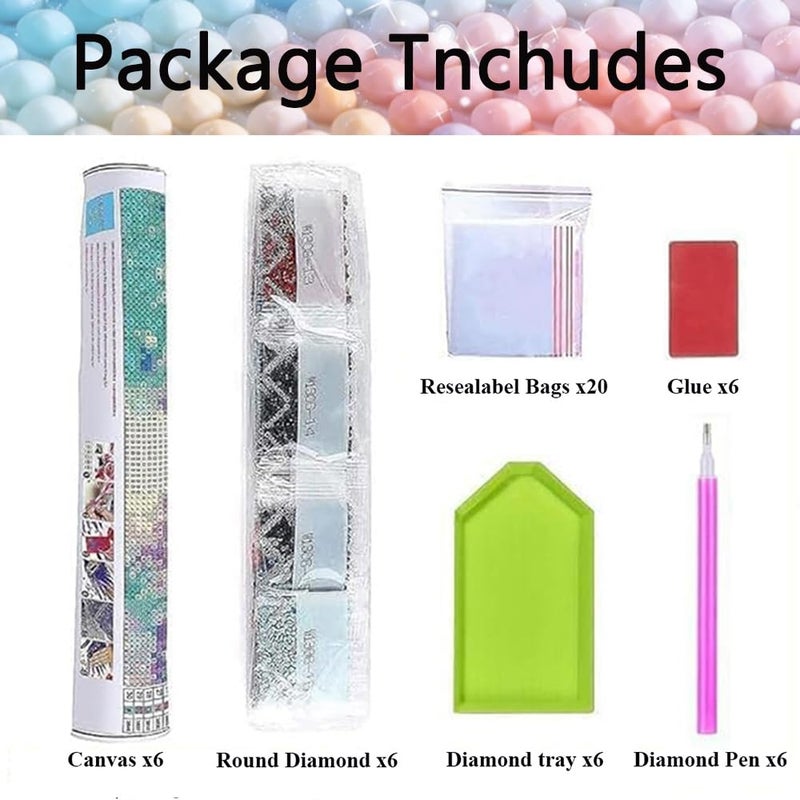 VIGEGU 6 Pack Diamond Art Kits for Adults,5D Vintage Flower Diamond Painting Kit for Adults Beginners,DIY Diamond Dots Gem Painting for Adults Wall Art Decor 11.8x15.7inch - Image 4