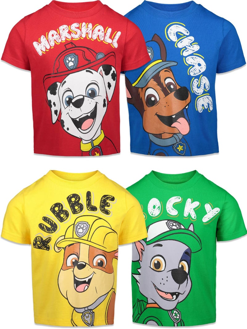 nickelodeon Paw Patrol Chase Marshall Rubble Rocky Toddler Boys 4 Pack T-Shirts Multicolor 5T - Image 1
