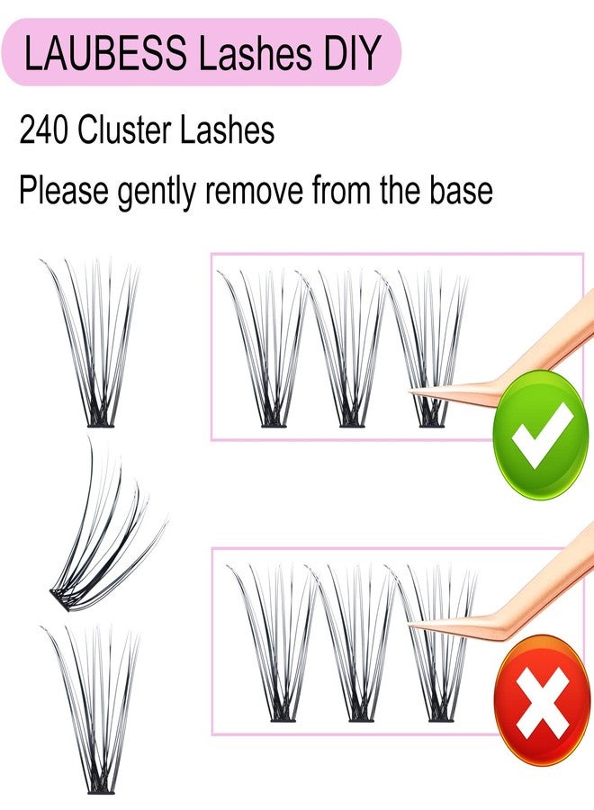 LAUBESS Eyelash Clusters LAUBESS Lash Clusters Individual Lashes Cluster Eyelash Extensions DIY at Home Waterproof Cluster Lashes (20D-0.07D-14-18) - Image 4