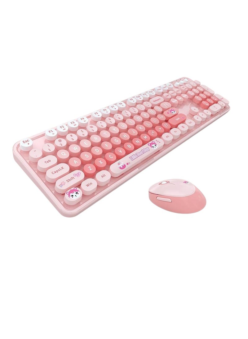 موفيفي مجموعة لوحة مفاتيح وماوس لاسلكية كاملة الحجم 2.4 جيجاهرتز، لوحة مفاتيح وماوس لاسلكية ملونة للكمبيوتر، خفيفة الوزن وقابلة للحمل، لوحة مفاتيح صامتة مع ماوس، (لون وردي غامق مختلط) - Image 1