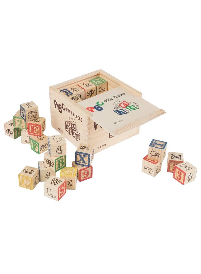 Hey! Play! ABC and 123 Wooden Blocks- Alphabet Letters and Numbers Learning Block Set-Educational STEM Toy for Toddlers and Preschool Age Children - Image 1