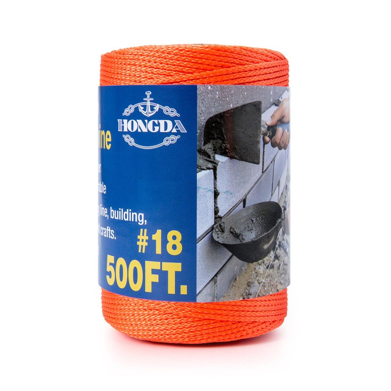 HONGDA Nylon Twine 500 Feet 18 Braided Nylon Mason line String Perfect for Masonry Jobs and for The Layout of General Construction Gardening DIY Prject Orange
