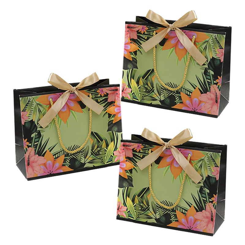 JZTang حقائب هدايا JZTang 3 قطع 14.4'' x4.8'' x 10'' حقائب هدايا قابلة لإعادة الاستخدام مع مقبض لحفلات استقبال المواليد والزفاف وأعياد الميلاد (3 قطع زهور) - Image 1
