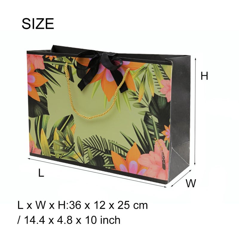 JZTang حقائب هدايا JZTang 3 قطع 14.4'' x4.8'' x 10'' حقائب هدايا قابلة لإعادة الاستخدام مع مقبض لحفلات استقبال المواليد والزفاف وأعياد الميلاد (3 قطع زهور) - Image 3