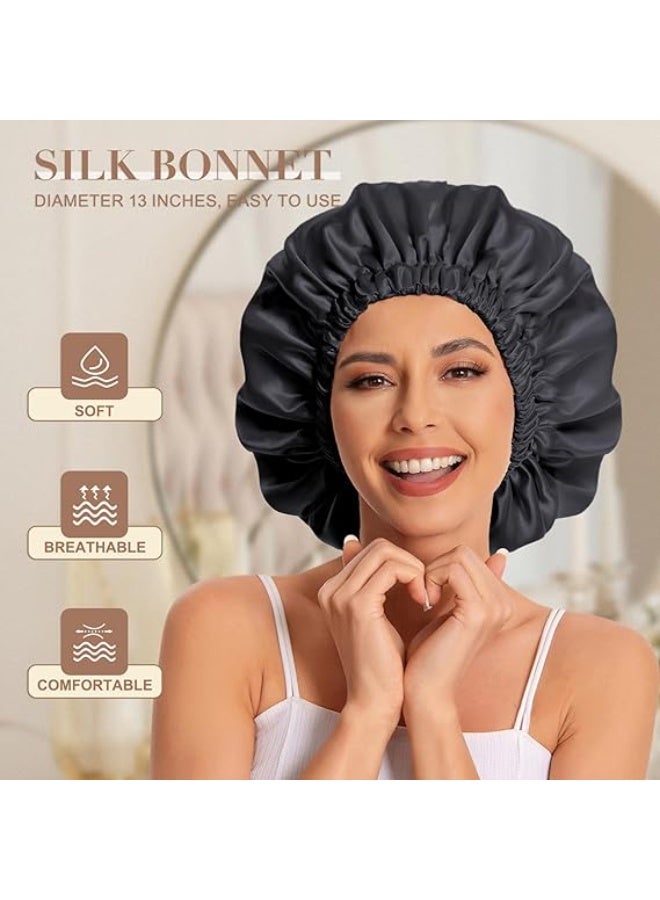 Edoneery الساتين الشعر كاب النساء الحرير النوم كاب للشعر الطبيعي - Image 4