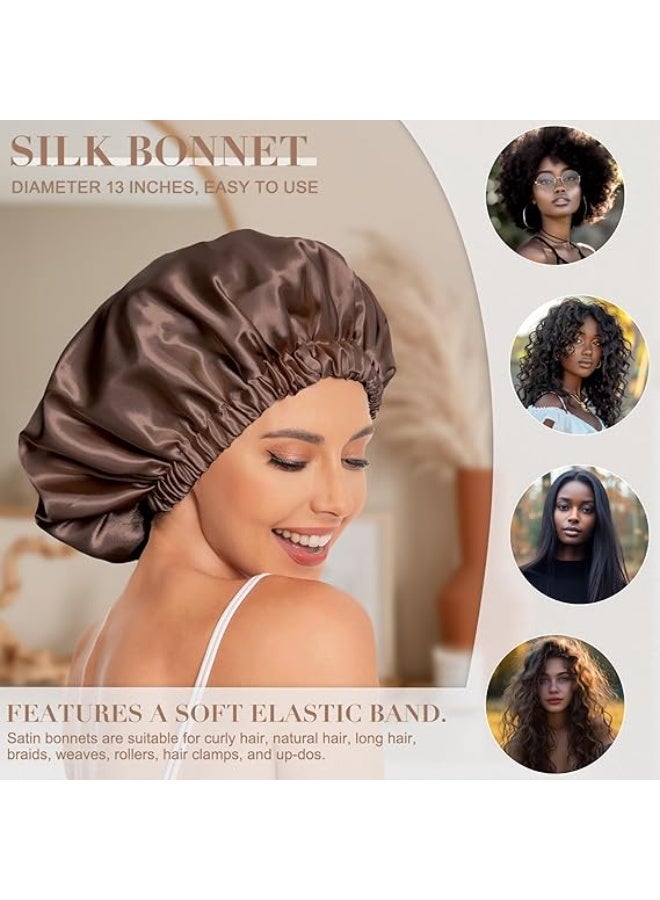 Edoneery الساتين الشعر كاب النساء الحرير النوم كاب للشعر الطبيعي - Image 3
