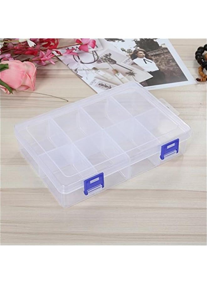 Generic Transparent Plastic Storage Box Portable Clear Medicine Organizer Holder with Adjustable Dividers for Jewelry Beads Earring Container Tool Fishing Hooks(8 Grids)  - Image 2