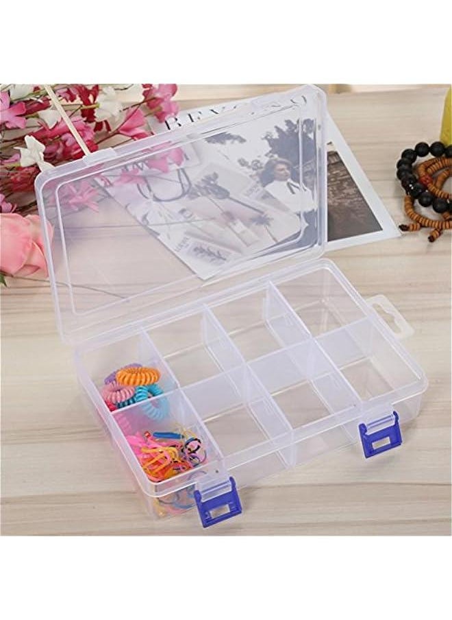 Generic Transparent Plastic Storage Box Portable Clear Medicine Organizer Holder with Adjustable Dividers for Jewelry Beads Earring Container Tool Fishing Hooks(8 Grids)  - Image 3