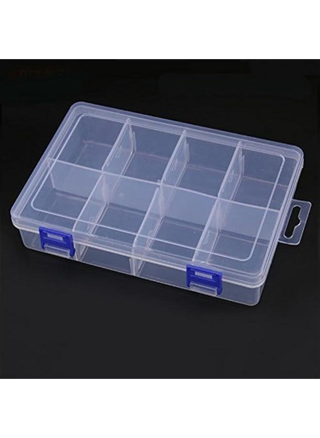 Generic Transparent Plastic Storage Box Portable Clear Medicine Organizer Holder with Adjustable Dividers for Jewelry Beads Earring Container Tool Fishing Hooks(8 Grids)  - Image 5