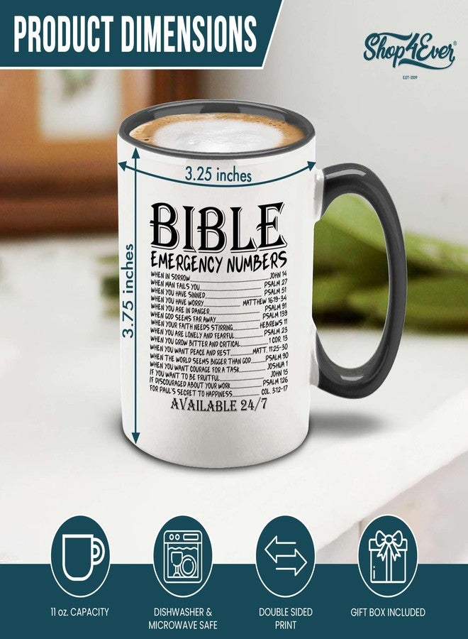 Shop4Ever كوب قهوة/شاي سيراميك من shop4ever، مزين بآيات من الكتاب المقدس وأرقام الطوارئ، سعة 11 أونصة، هدية مسيحية ملهمة ومحفزة (بمقبض أسود). - Image 2