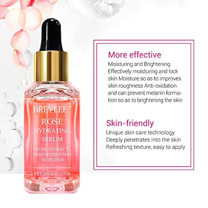 BREYLEE Rose Face Serum, Hydrating Serum Moisturizing Serum Face Serum Hydrating with Hyaluronic Acid Alcohol Free Facial Serum for Skin Care(17ml,0.6fl oz) - Image 4