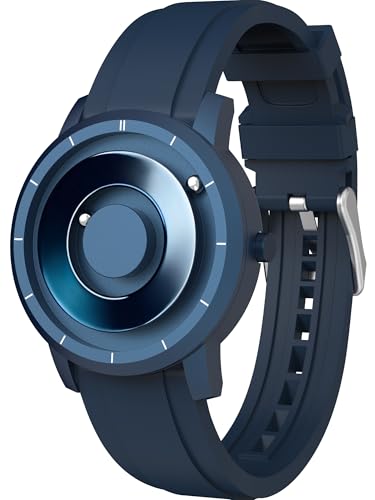 EUTOUR Magnetic Watches for Men 5ATM 40MM Specular Dial Quartz Magnet Watches with Ball Bearings and Silicone Watch Bands Idea for Men Unique Men's Wrist Analog Watch Blue - Image 1