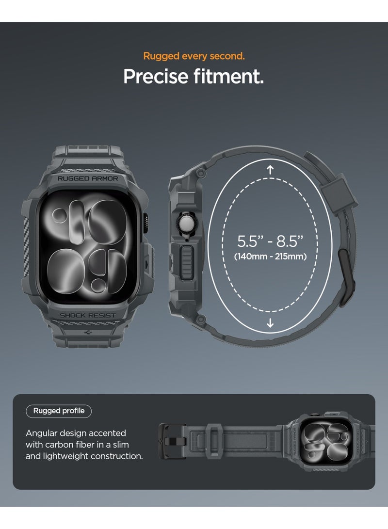 Spigen Rugged Armor Pro 2 for Apple Watch Series 11 / 10 (46mm) Case with Band Strap - Dark Gray - Image 4
