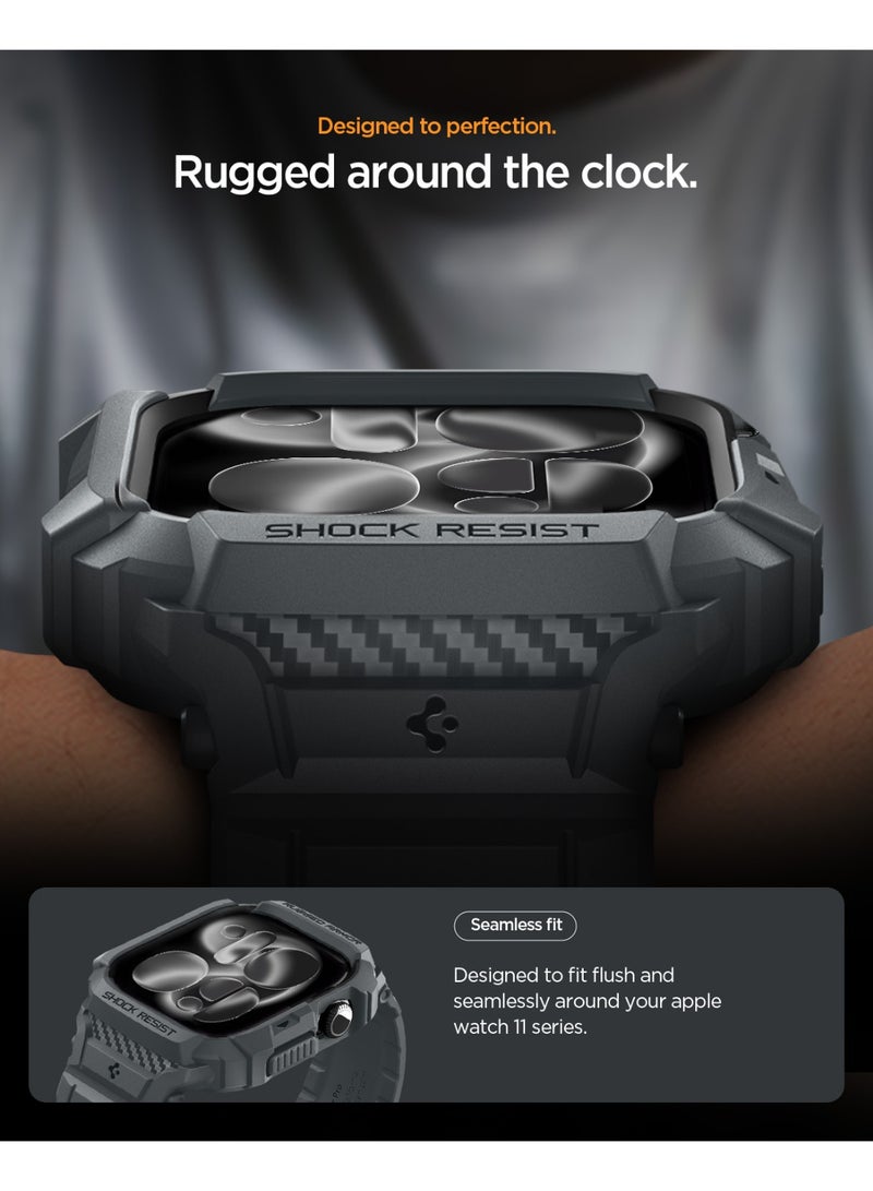 Spigen Rugged Armor Pro 2 for Apple Watch Series 11 / 10 (46mm) Case with Band Strap - Dark Gray - Image 5